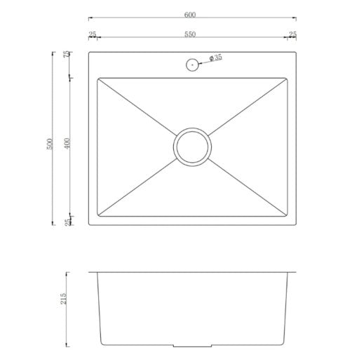 Zlewozmywak stalowy jednokomorowy 60x50 cm PVD Grafitowy od Velazo.