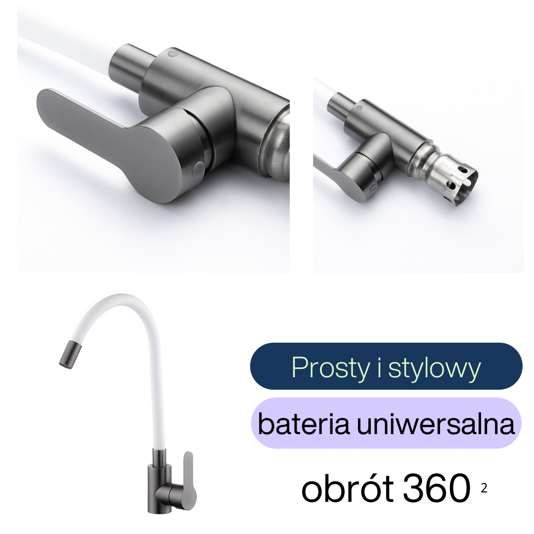 Kitchen Tap with Flexible Spout White Flexi / Graphite