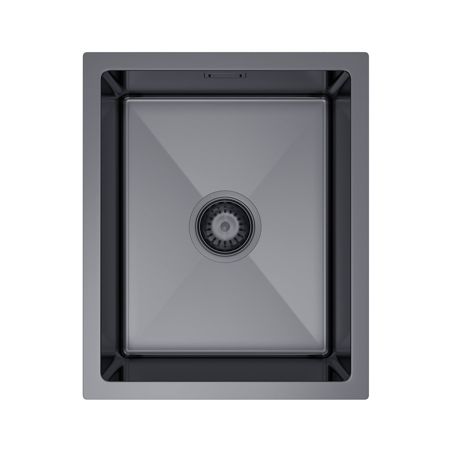 Single-bowl steel sink 37x45cm in PVD Graphite color by VELAZO.