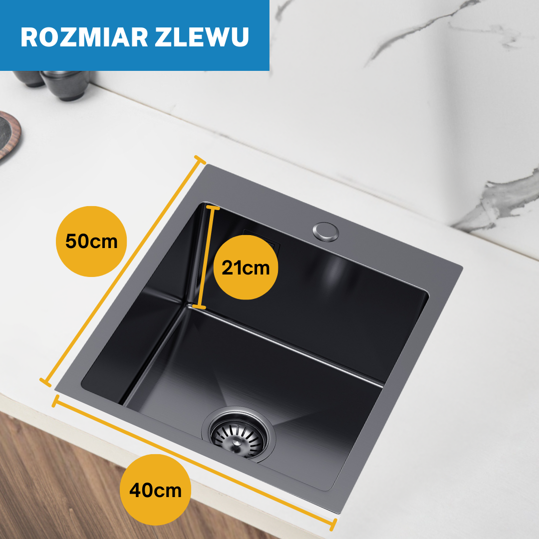 Zlewozmywak 40x50cm w kolorze PVD Grafitowy od VELAZO.