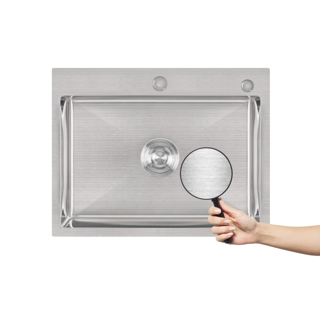 Single-bowl steel sink 58x45cm in INOX color by VELAZO.