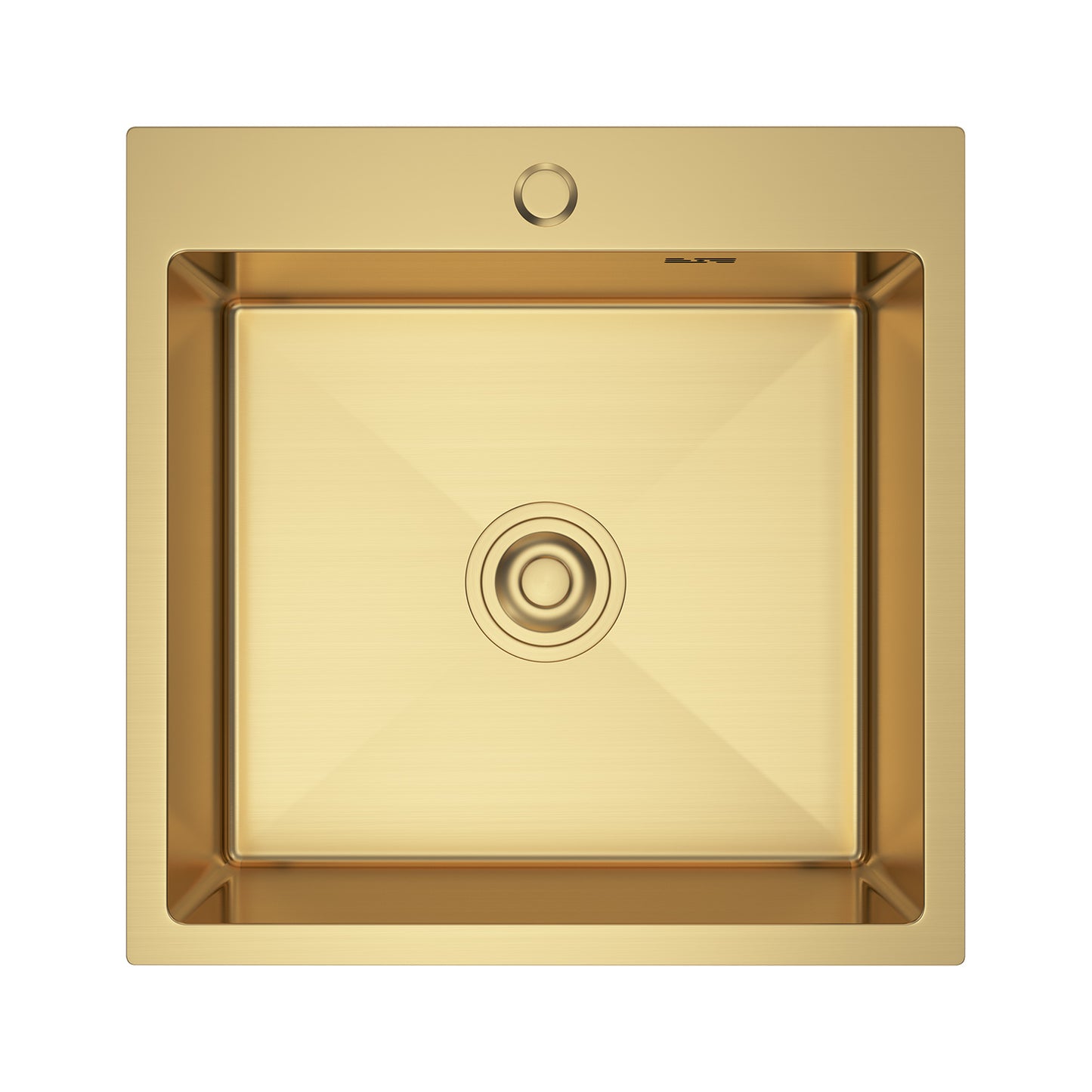 PVD-Gold-Einzelspüle aus Stahl 50 x 50 cm von Velazo.