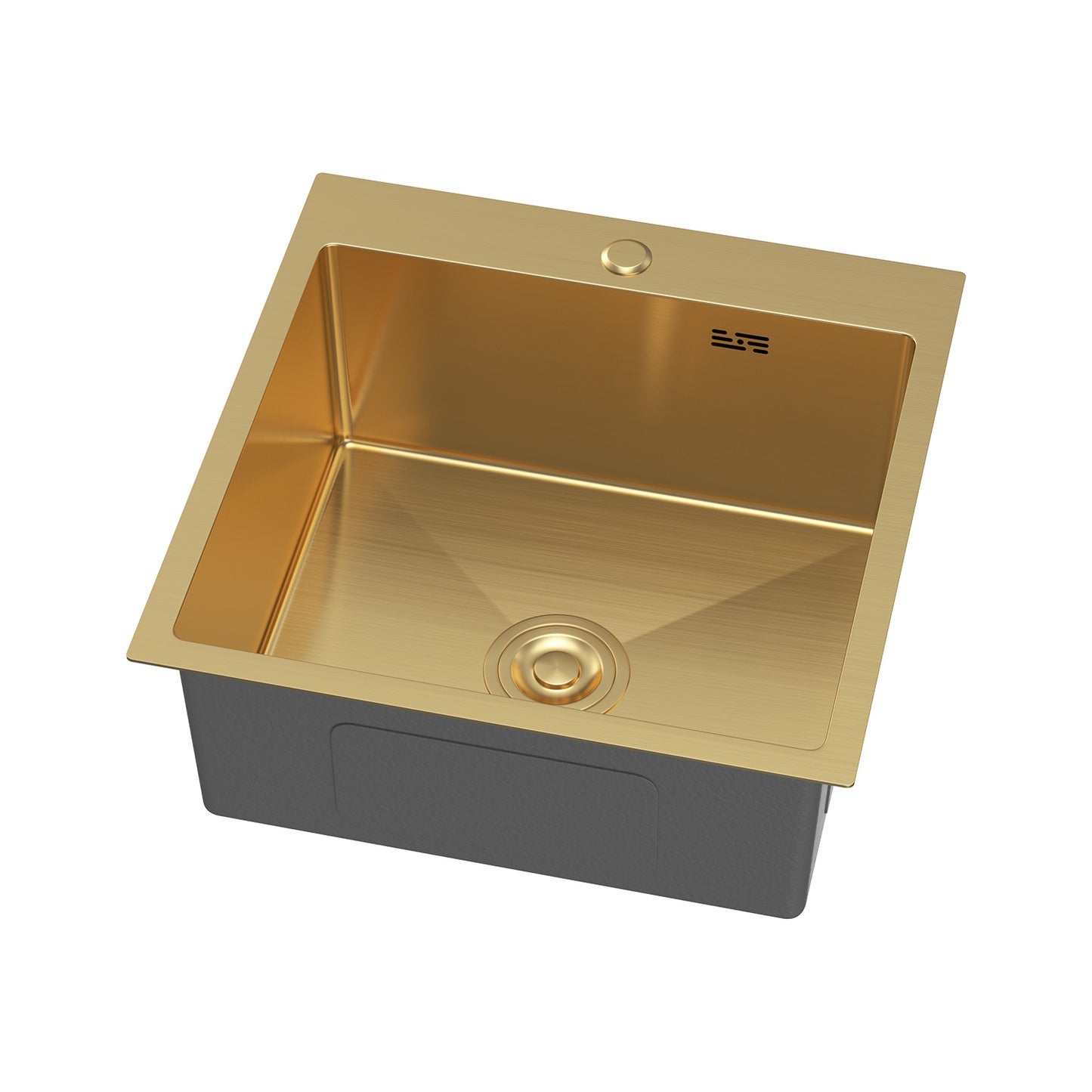 PVD-Gold-Einzelspüle aus Stahl 50 x 50 cm von Velazo.