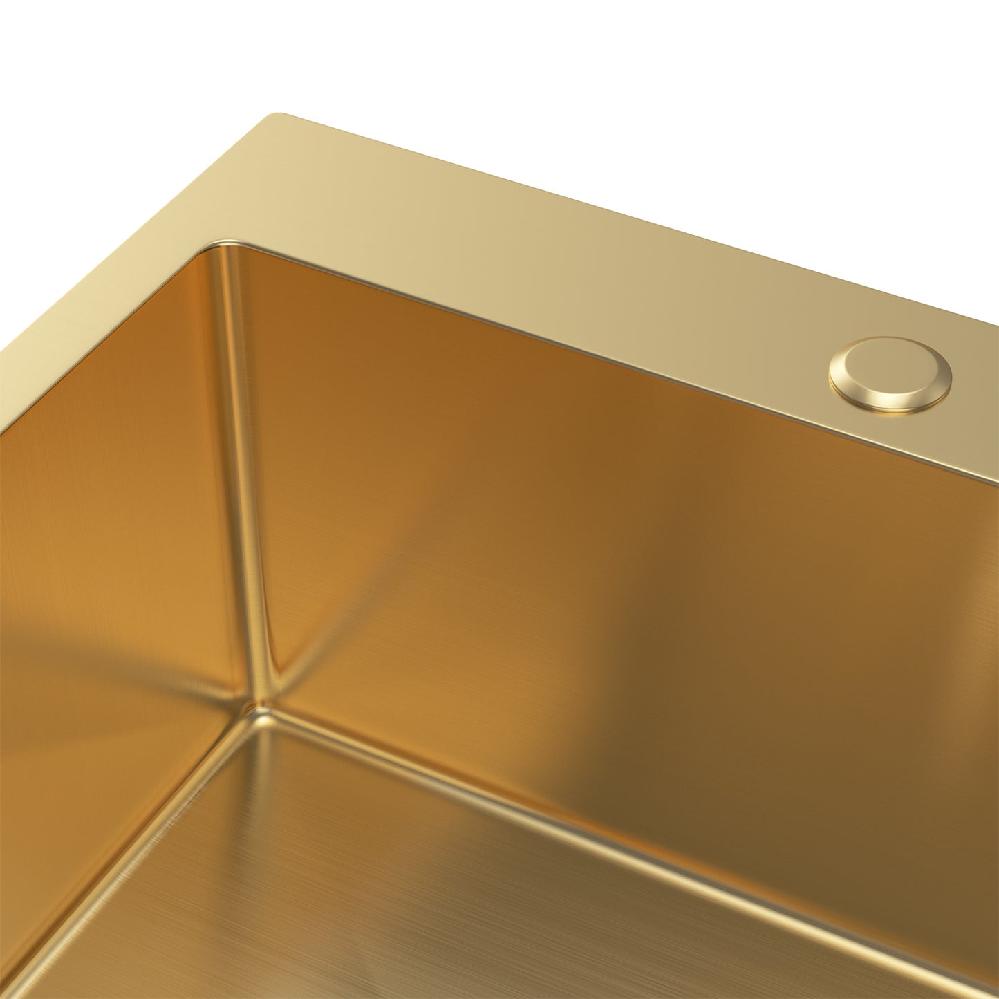 PVD-Gold-Einzelspüle aus Stahl 50 x 50 cm von Velazo.