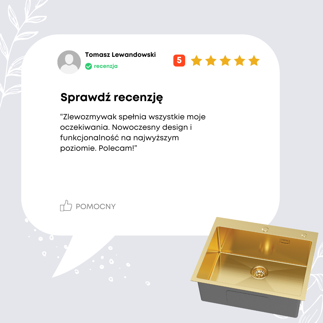 Złoty Zlewozmywak Jednokomorowy Stalowy 60X50cm od VELAZO.