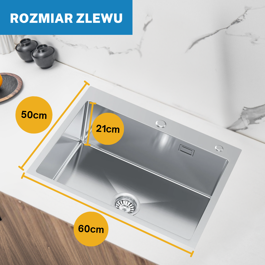 Edelstahlspüle – 60 x 50 cm in der Farbe INOX von VELAZO.