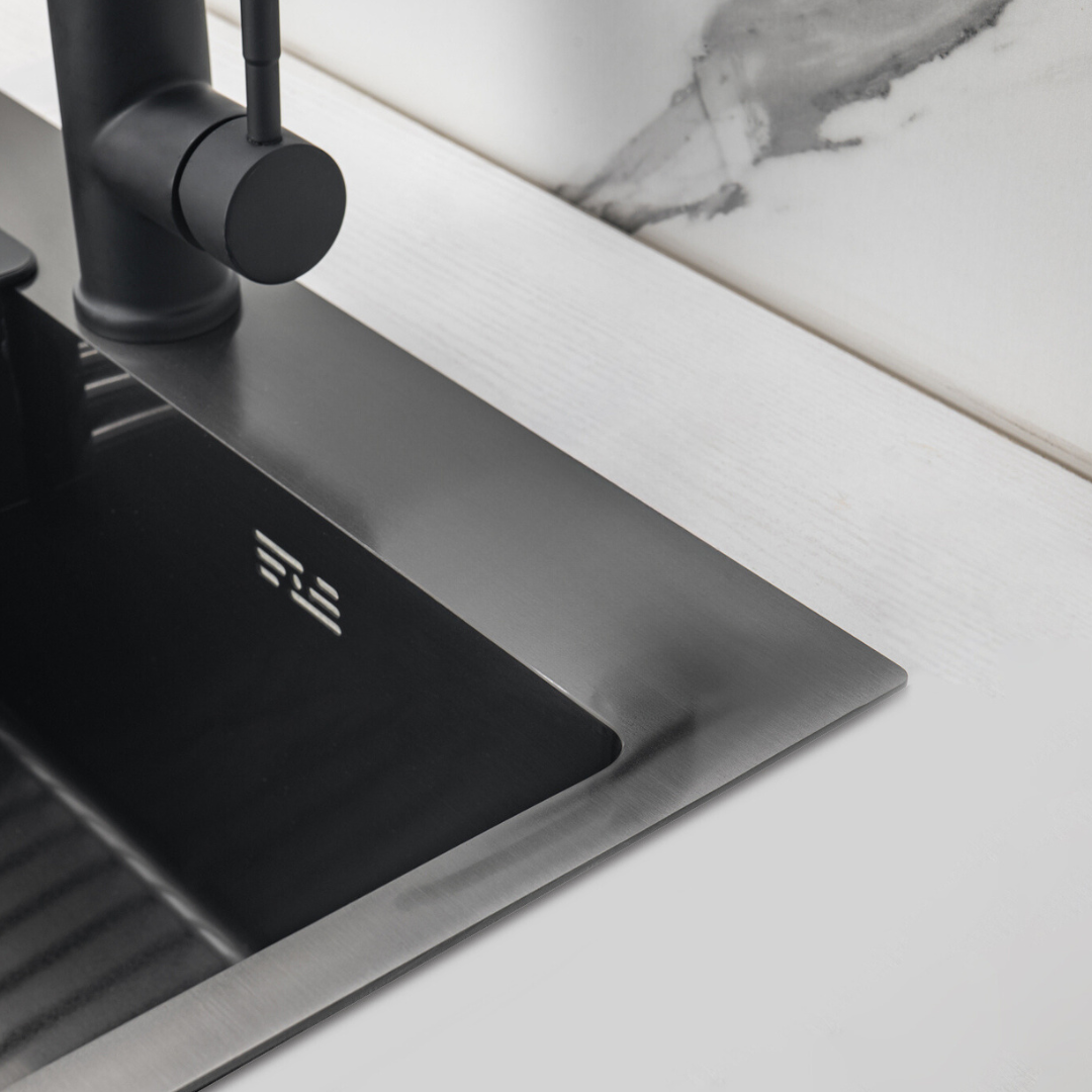 Zlewozmywak stalowy jednokomorowy 60x50 cm PVD Grafitowy od Velazo.