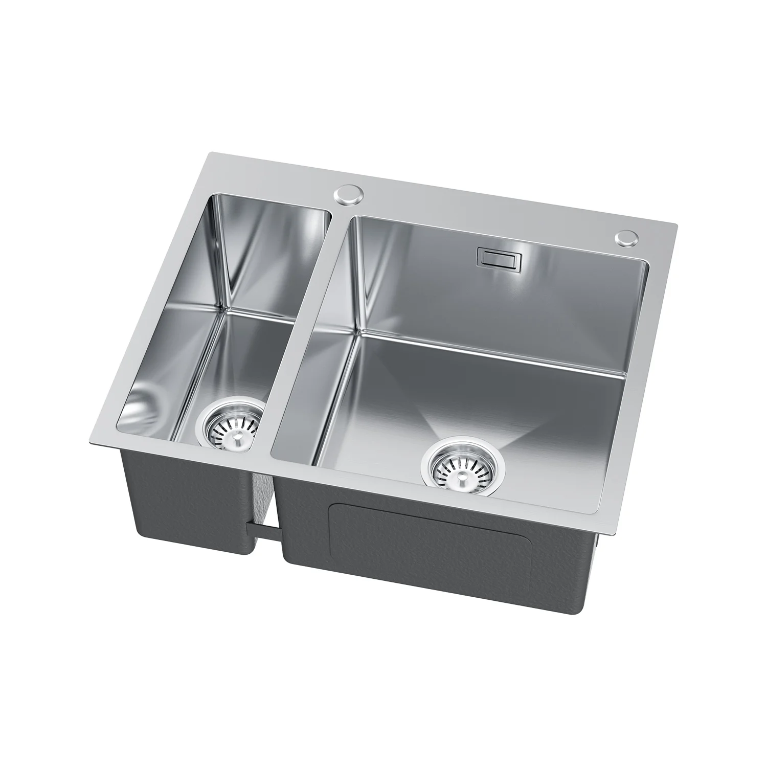 Stalowy Zlewozmywak Półtorakomorowy Stalowy 61x51cm z Syfonem w kolorze INOX od VELAZO.