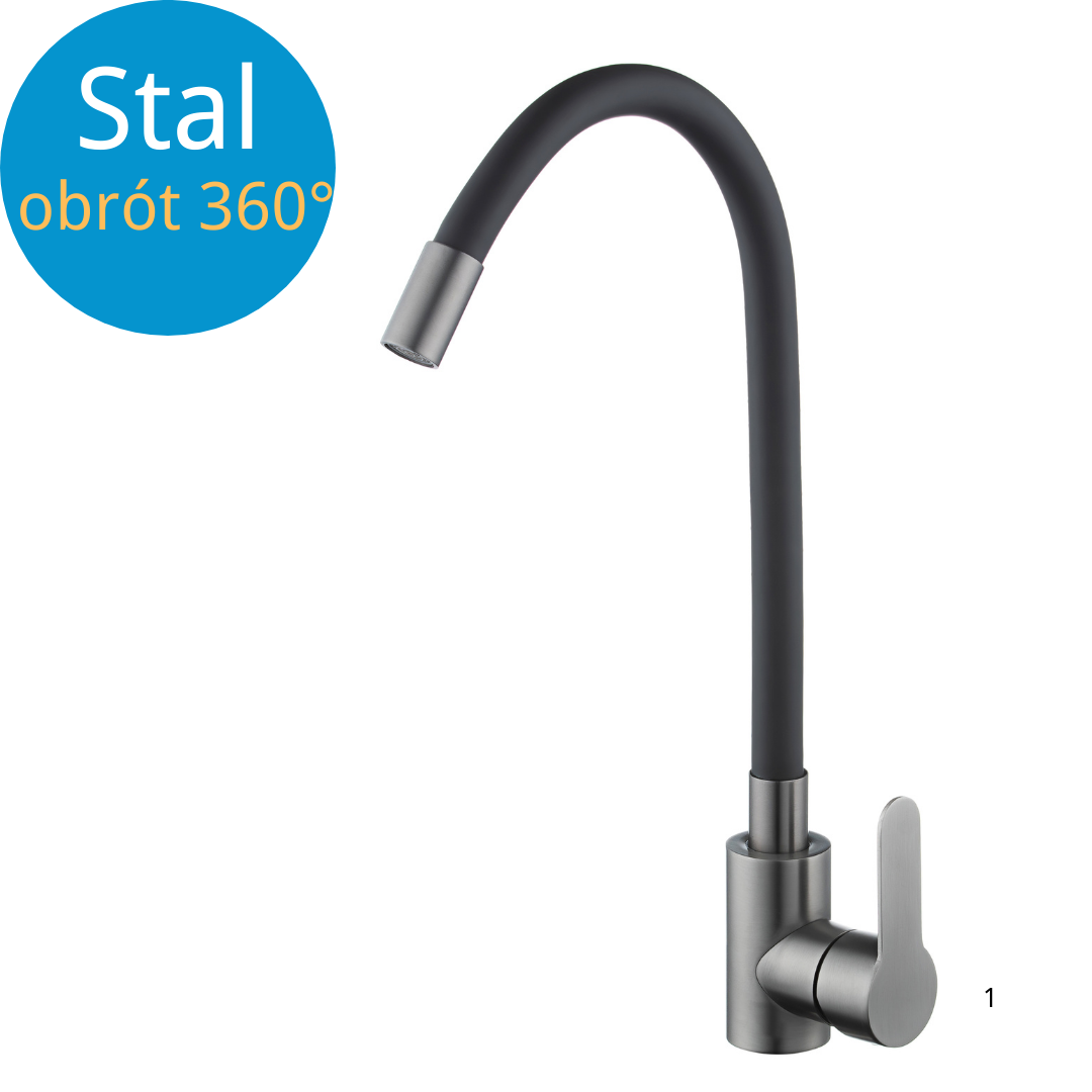 Küchenarmatur mit flexiblem Auslauf Schwarz Flexi/Graphit