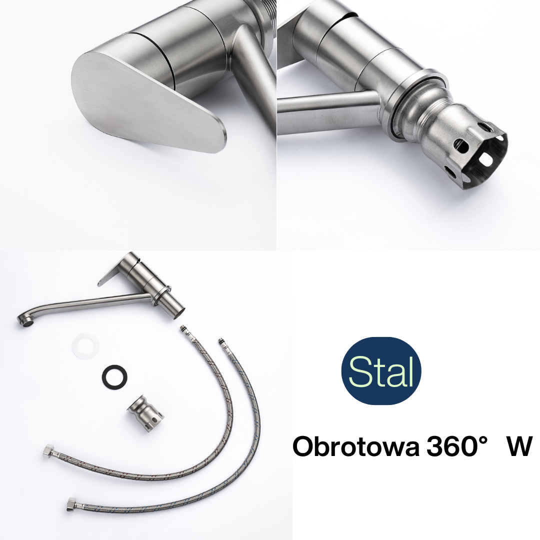 Stainless steel sink tap, hot and cold water tap, kitchen tap