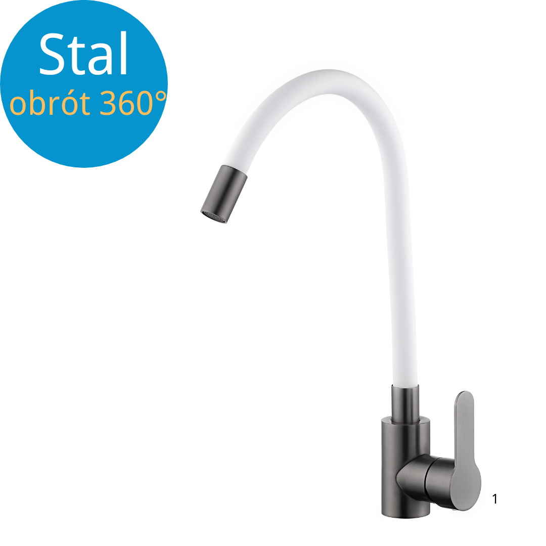 Kitchen Tap with Flexible Spout White Flexi / Graphite