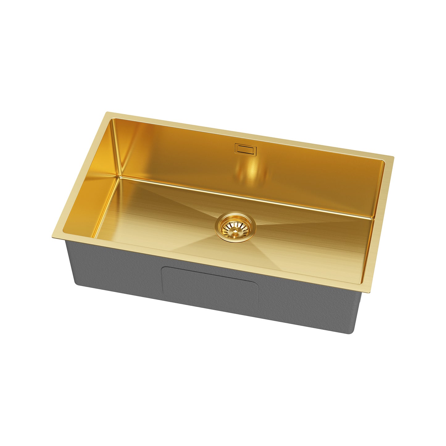 Goldfarbene Stahlspüle mit Einzelbecken – 74 x 44 cm von VELAZO.
