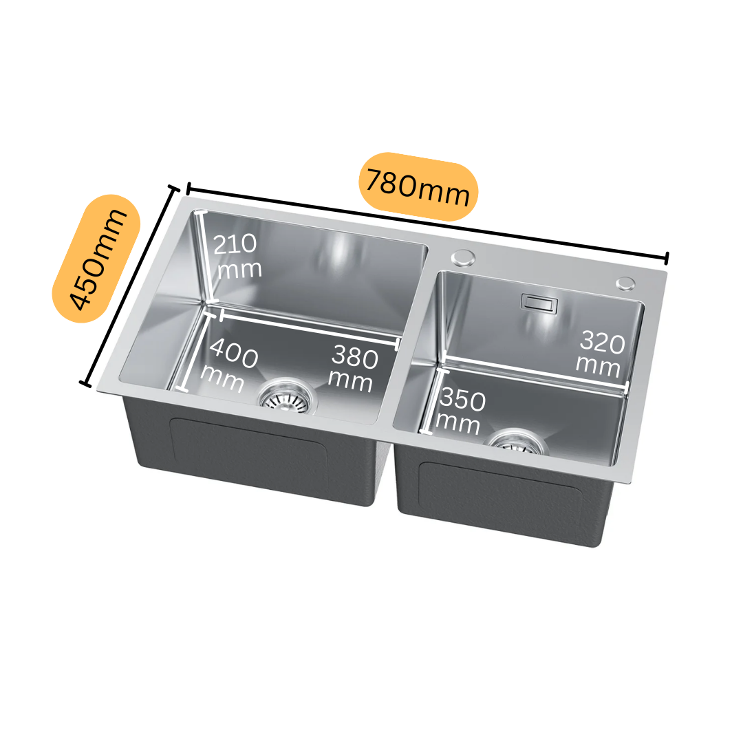 Zlewozmywak Dwukomorowy Stalowy 78x45cm w kolorze INOX od VELAZO.