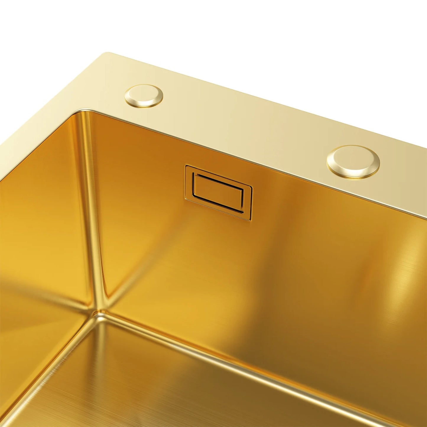 Einzelbecken-Stahlspüle mit Abtropffläche – 78 x 49 cm in der Farbe Gold-PVD von VELAZO.