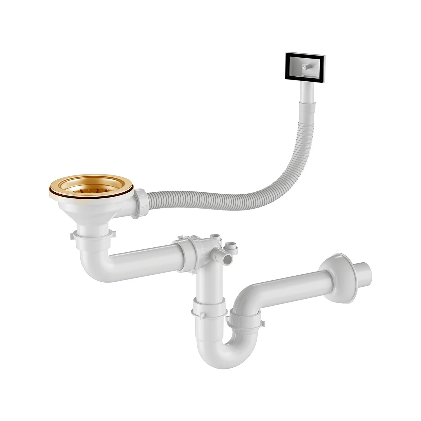 Einzelbecken-Stahlspüle mit Abtropffläche – 78 x 49 cm in der Farbe Gold-PVD von VELAZO.