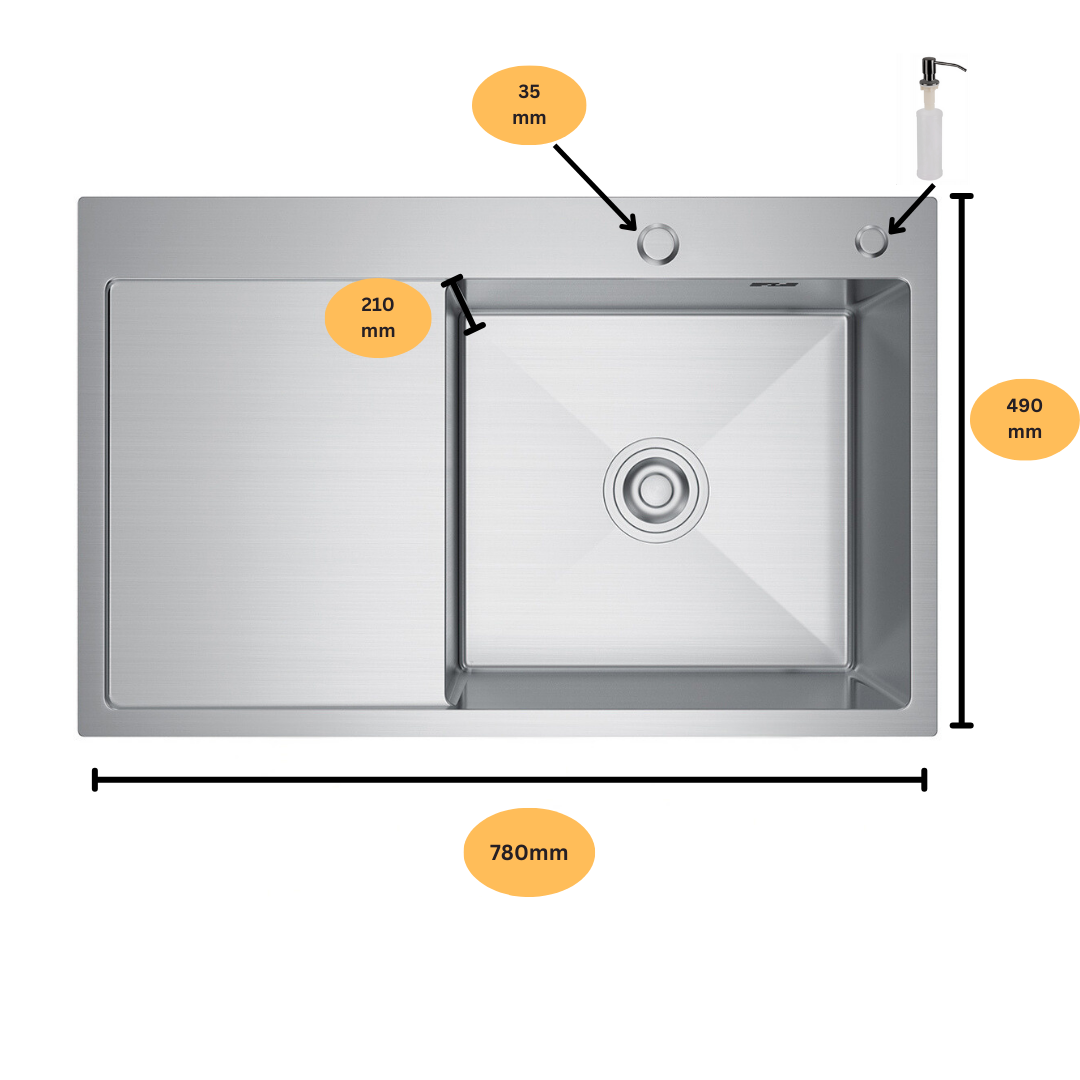 Zlewozmywak Stalowy Jednokomorowy z Ociekaczem - 78x49cm w kolorze INOX od VELAZO.