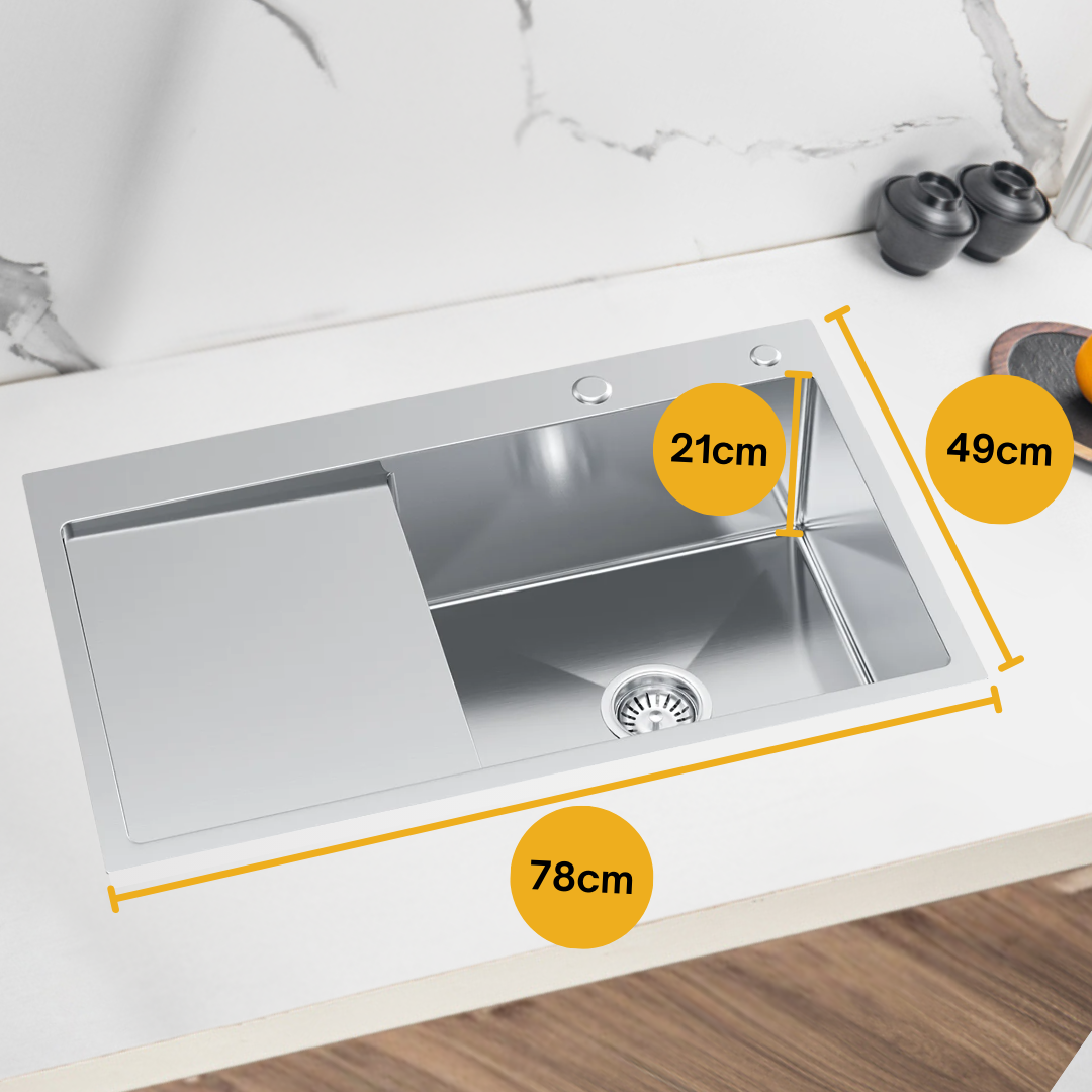 Zlewozmywak Stalowy Jednokomorowy z Ociekaczem - 78x49cm w kolorze INOX od VELAZO.