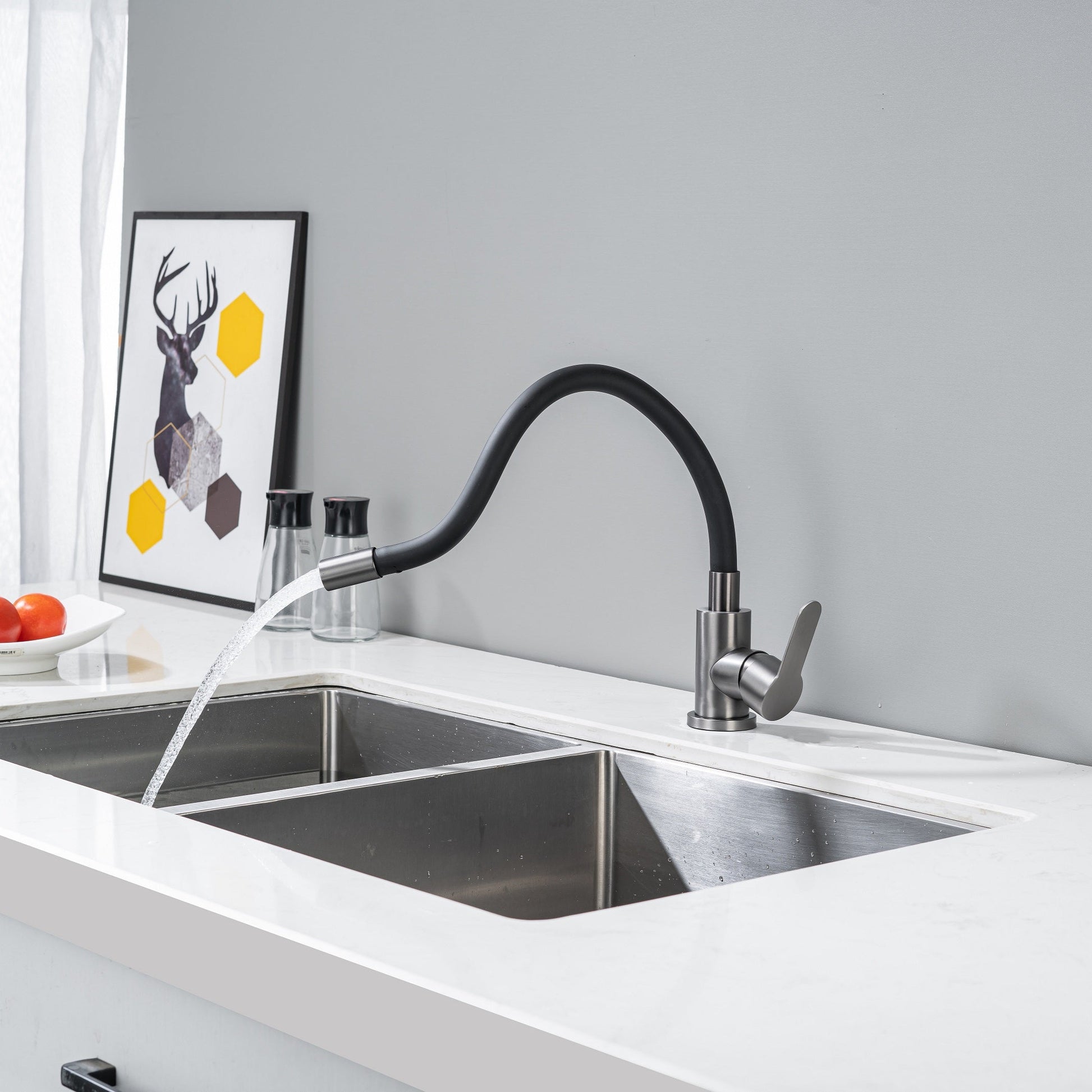 Küchenarmatur mit flexiblem Auslauf Schwarz Flexi/Graphit