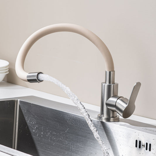 Bateria Kuchenna z Elastyczną Wylewką Beżowa Flexi /Inox