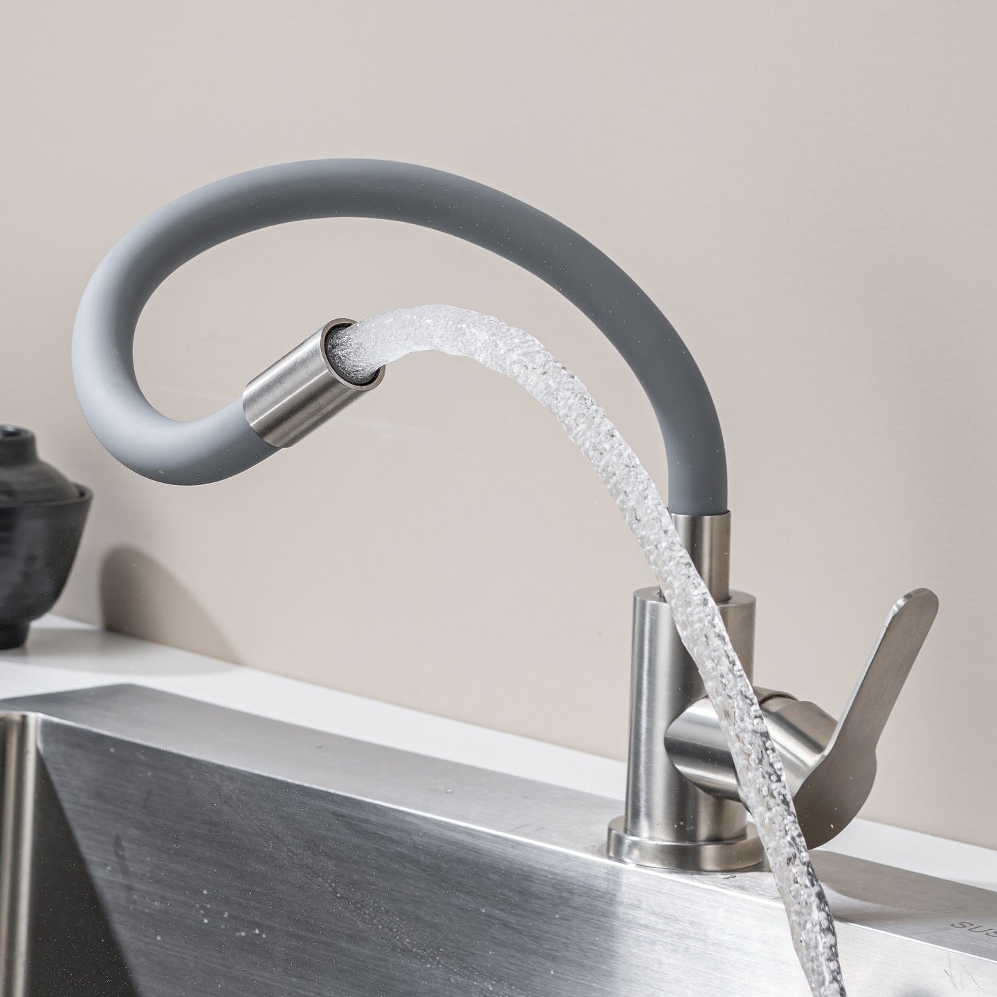 Kitchen Tap with Flexible Spout Grey Flexi /Inox