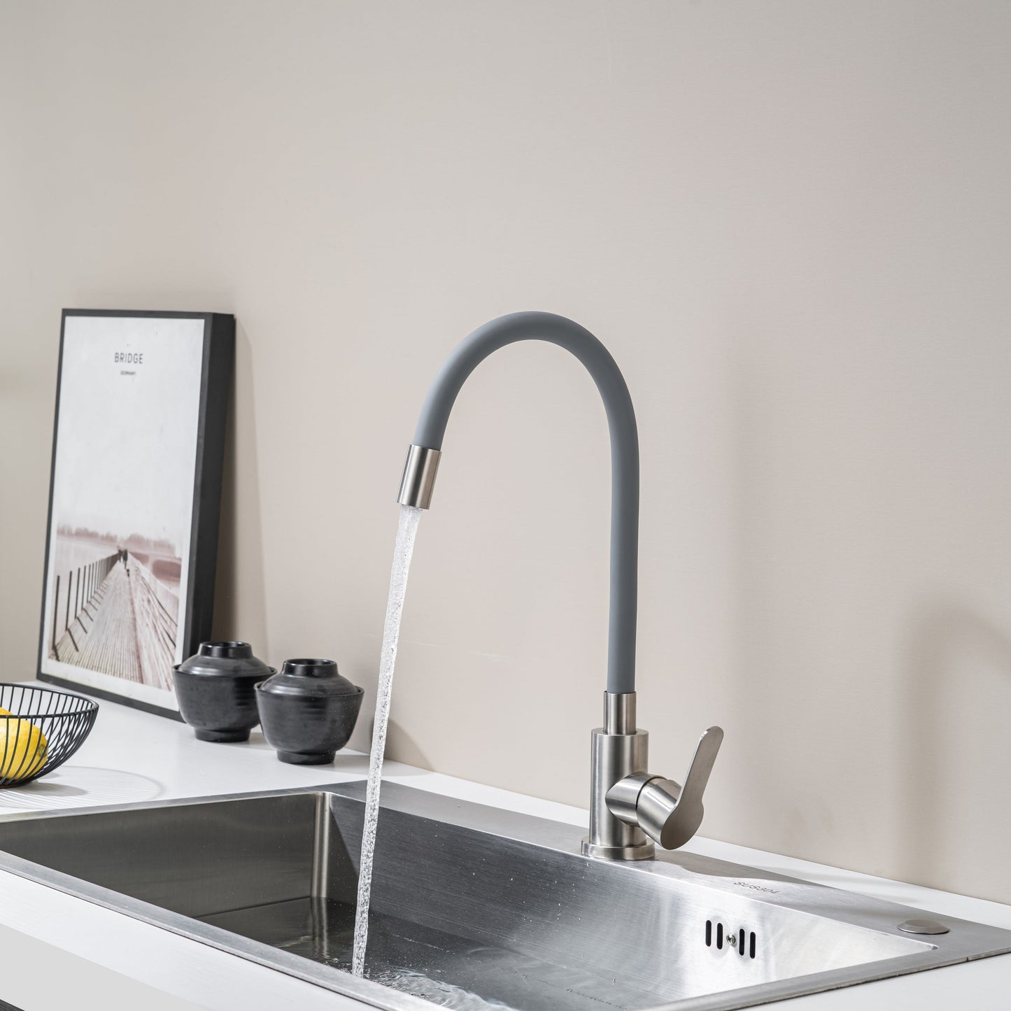 Kitchen Tap with Flexible Spout Grey Flexi /Inox
