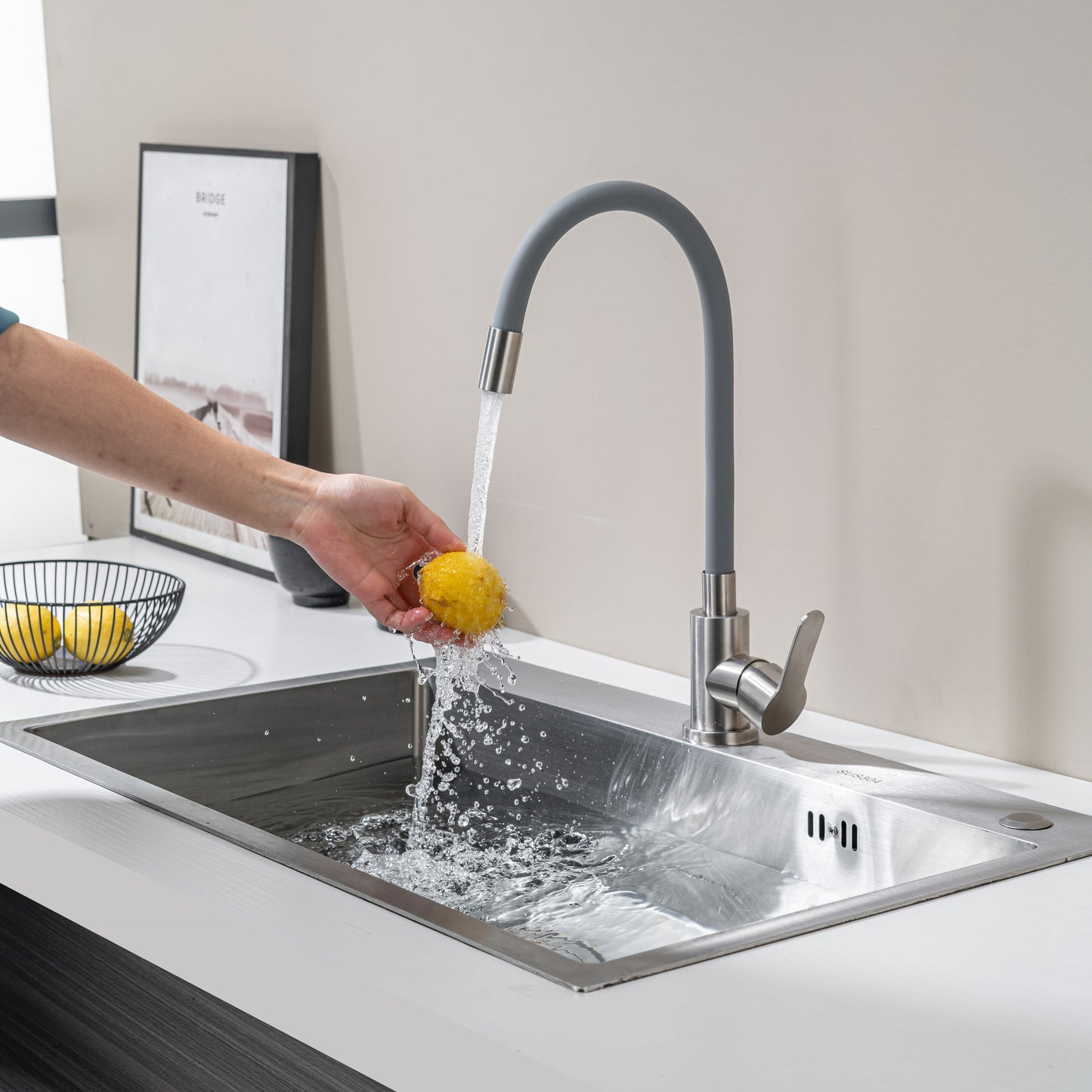 Kitchen Tap with Flexible Spout Grey Flexi /Inox
