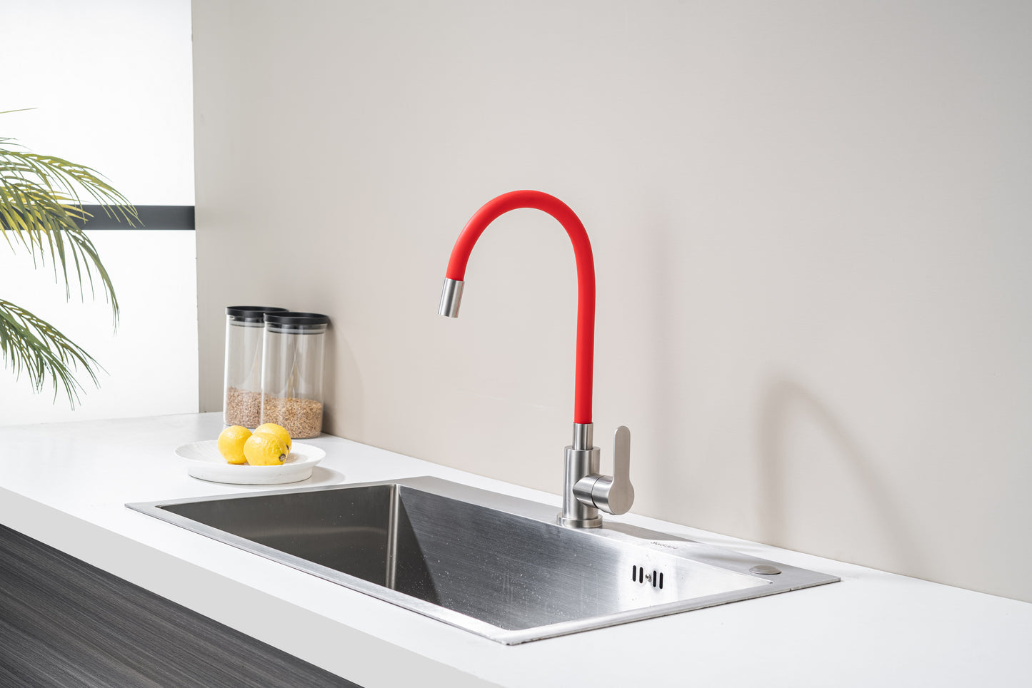 Kitchen Tap with Flexible Spout Red Flexi /Inox