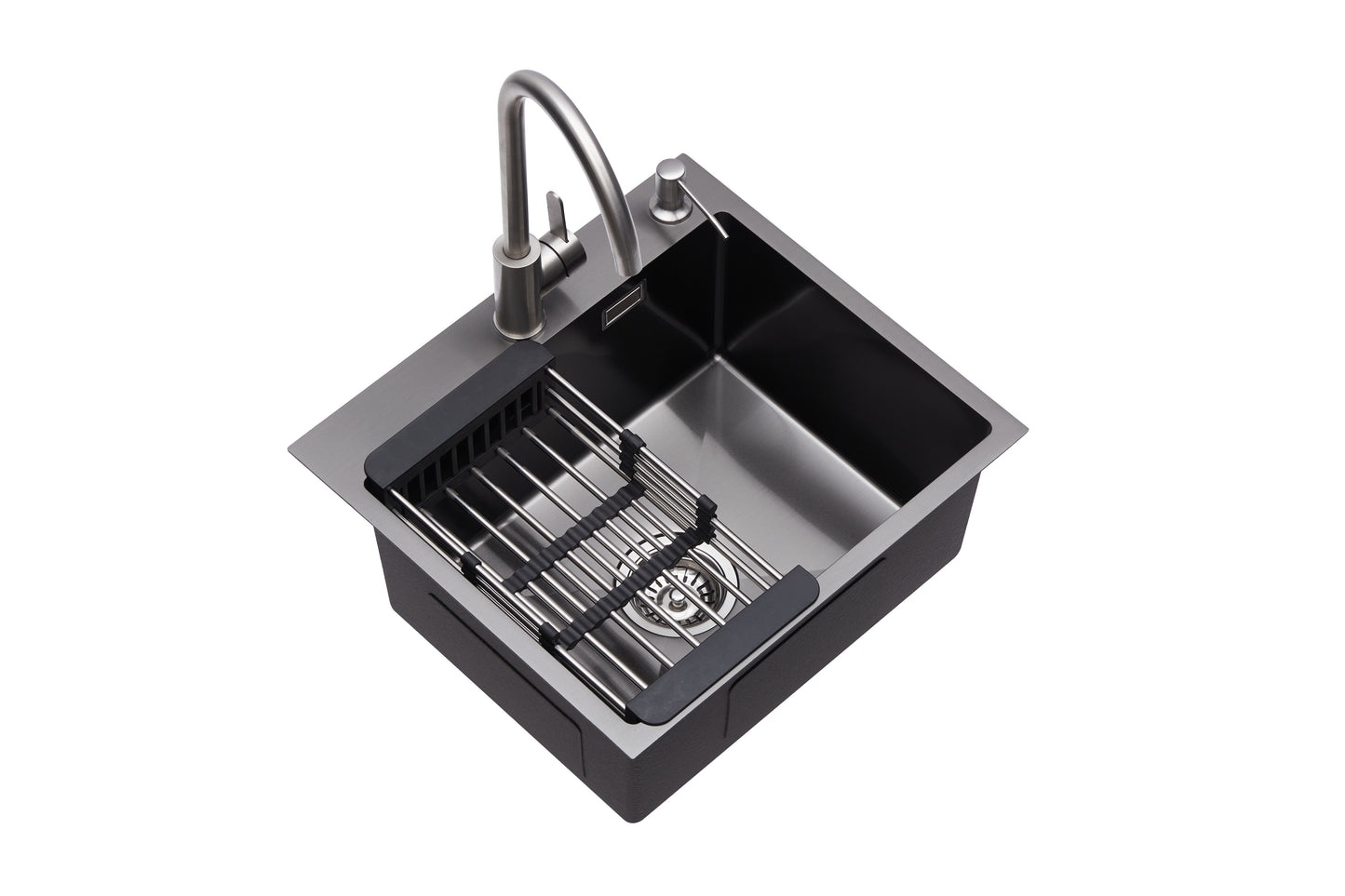 Single-bowl steel sink 50x45 cm PVD + siphon - by VELAZO.