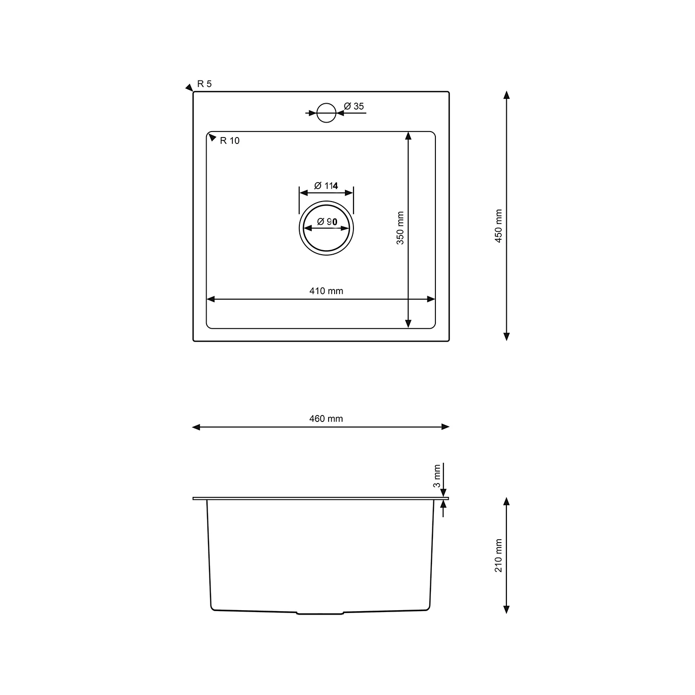 Zlewozmywak Stalowy 46x45cm w kolorze INOX od VELAZO.