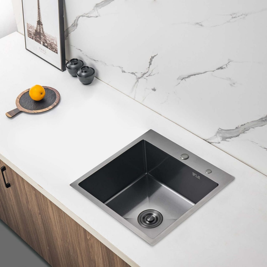 Single-bowl Graphite sink - 50x50 cm in PVD GRAPHITE color from VELAZO.