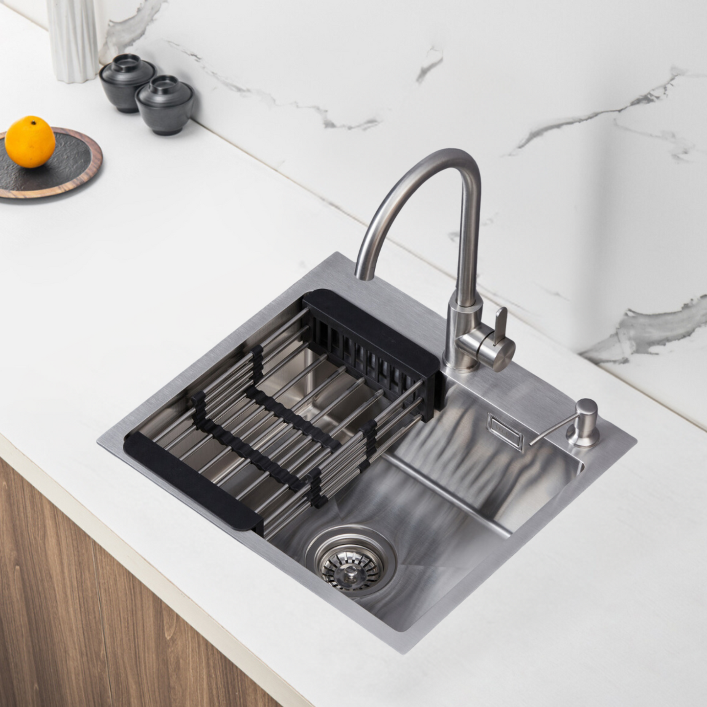 Einzelbecken-Stahlspüle 55x45 cm INOX von Velazo.