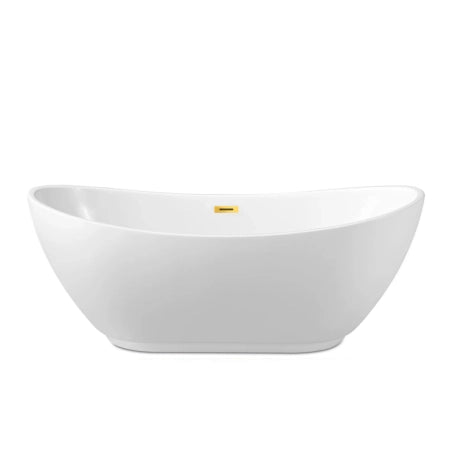 Wanna wolnostojąca Balneo PARMA 170x72 cm – biała akrylowa z ramą stalową i korkiem Click-Clack złoto lustrzane