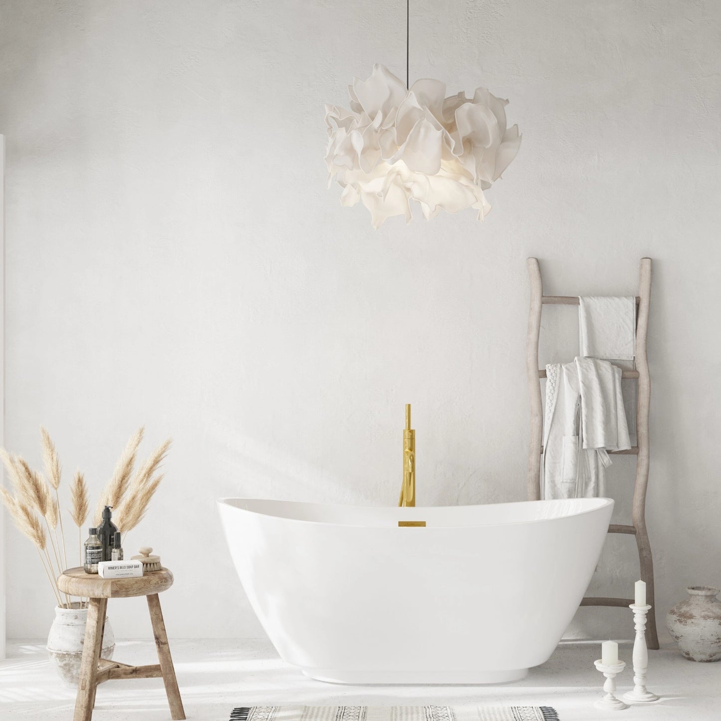 Wanna wolnostojąca Balneo PARMA 170x72 cm – biała akrylowa z ramą stalową i korkiem Click-Clack złoto lustrzane