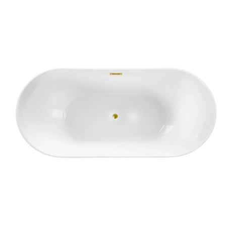 Wanna wolnostojąca Balneo PARMA 170x72 cm – biała akrylowa z ramą stalową i korkiem Click-Clack złoto lustrzane
