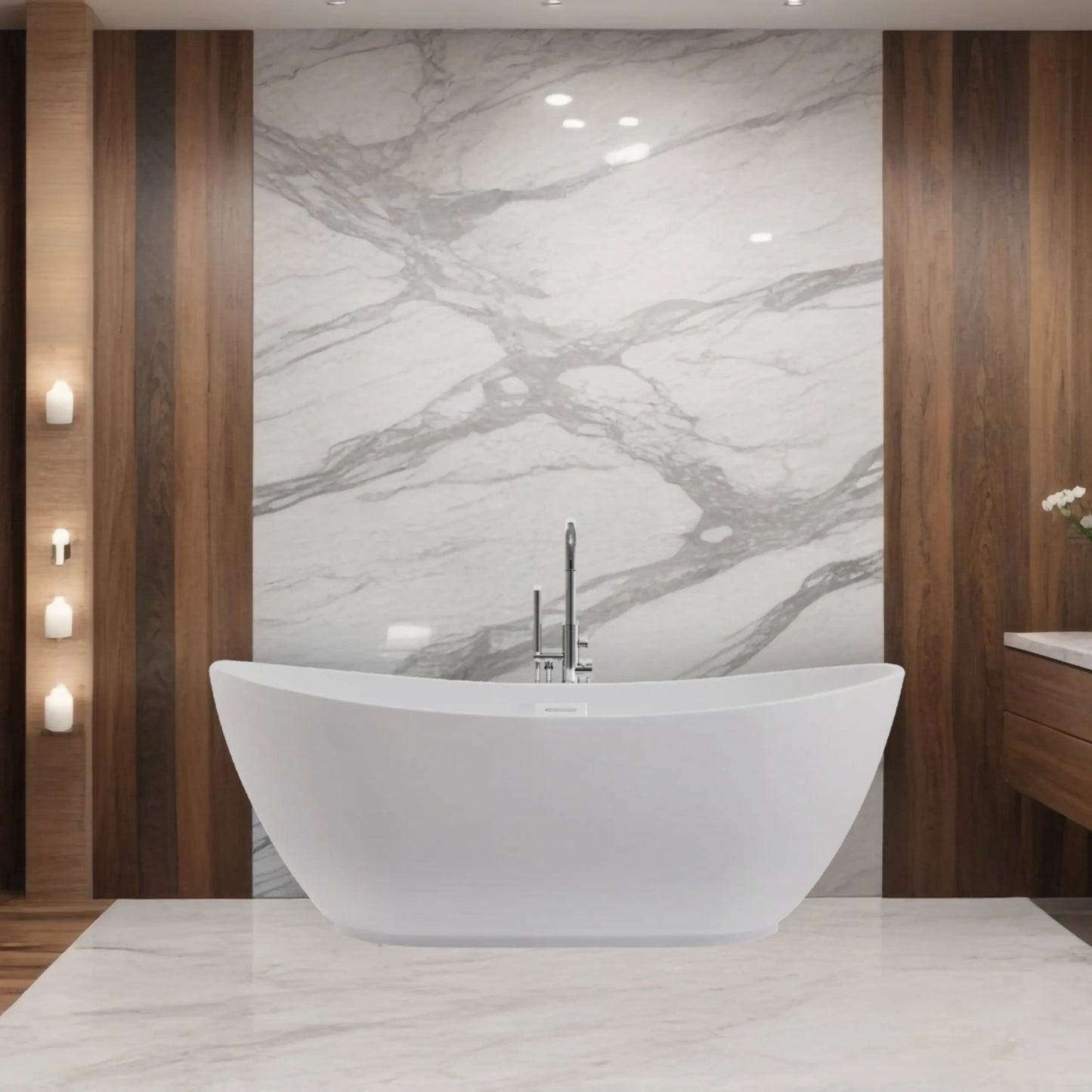Wanna wolnostojąca Balneo PARMA Chrome 170x72 cm biała akrylowa z przelewem i korkiem Click-Clack chrom