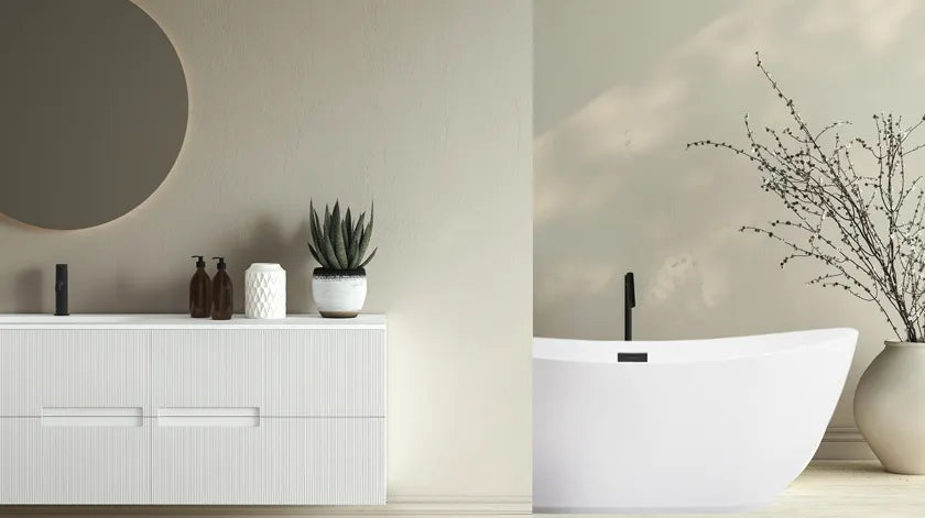 Wanna Wolnostojąca Balneo PARMA 170x72 cm Biała z Czarnym Przelewem i Korkiem Click-Clack