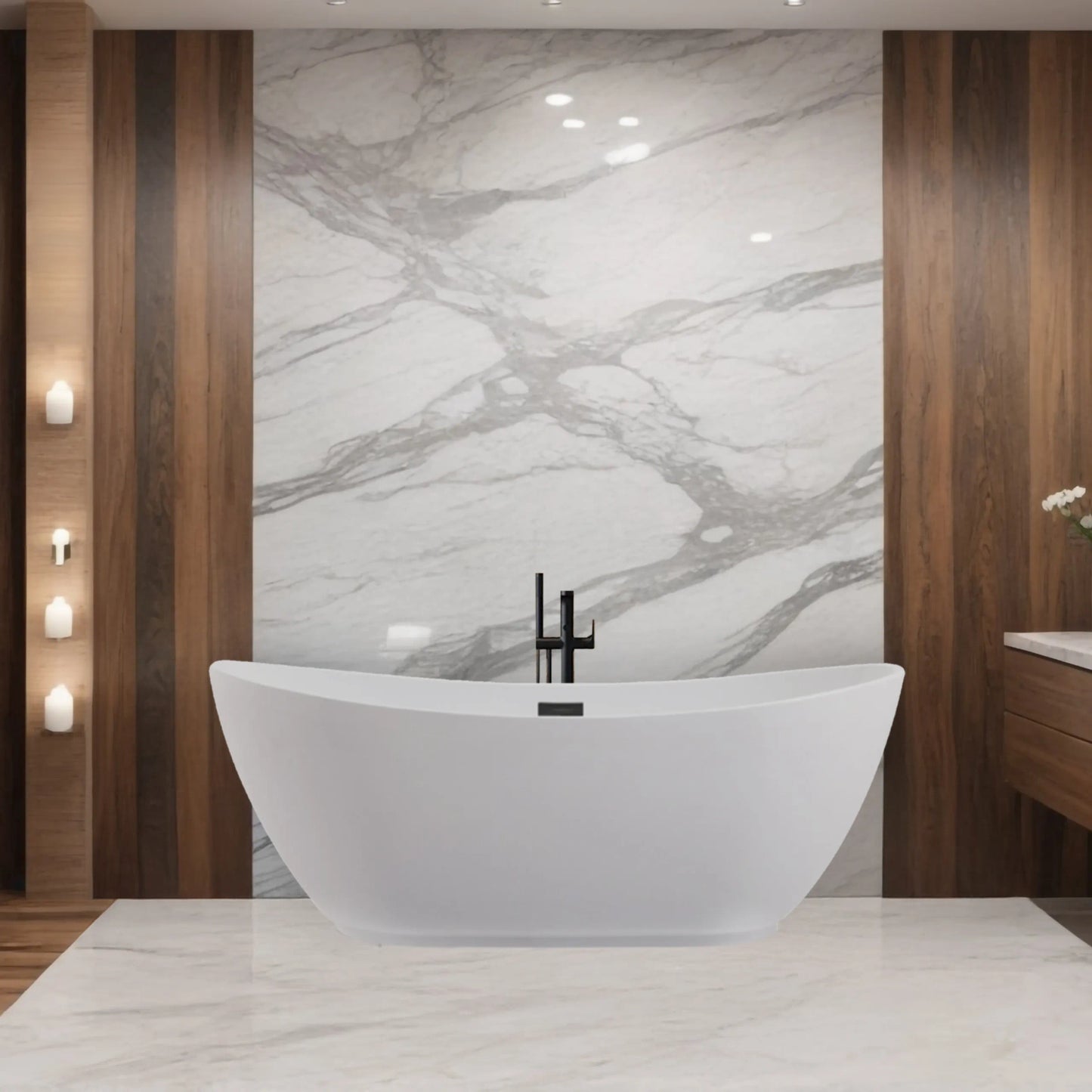 Wanna Wolnostojąca Balneo PARMA 170x72 cm Biała z Czarnym Przelewem i Korkiem Click-Clack