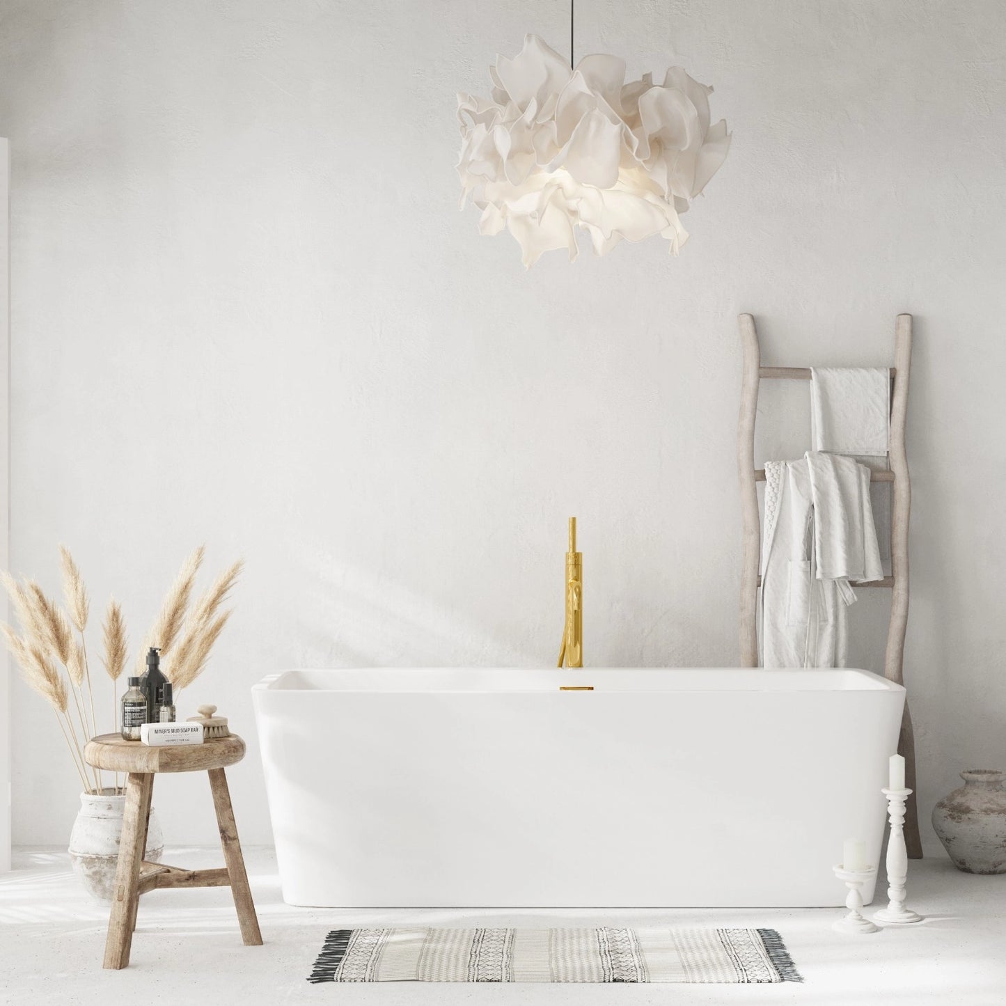Wanna Wolnostojąca Balneo ROMA 170x80 cm Biała z Przelewem i Złotym Lustrem Click-Clack