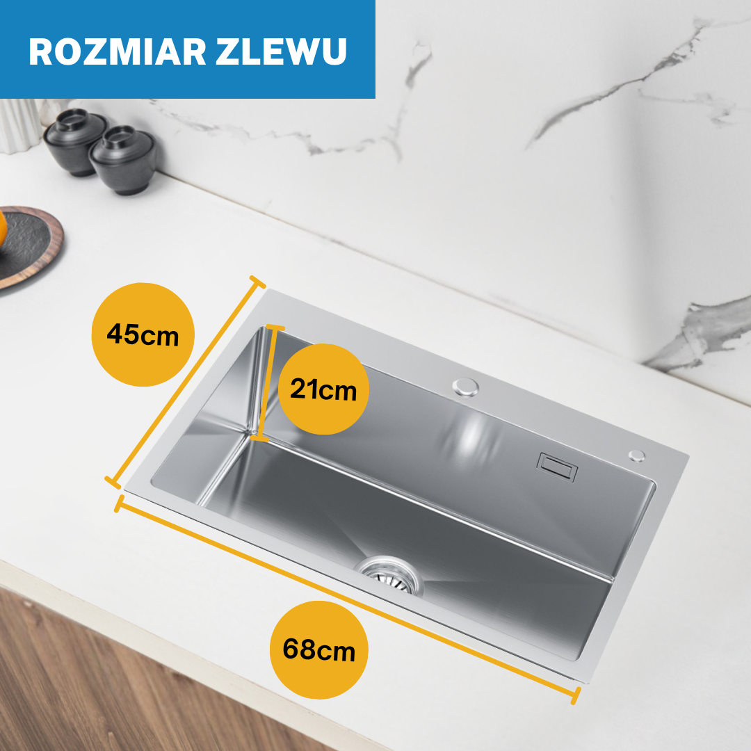 Zlewozmywak jednokomorowy 68x45 cm INOX od VELAZO.