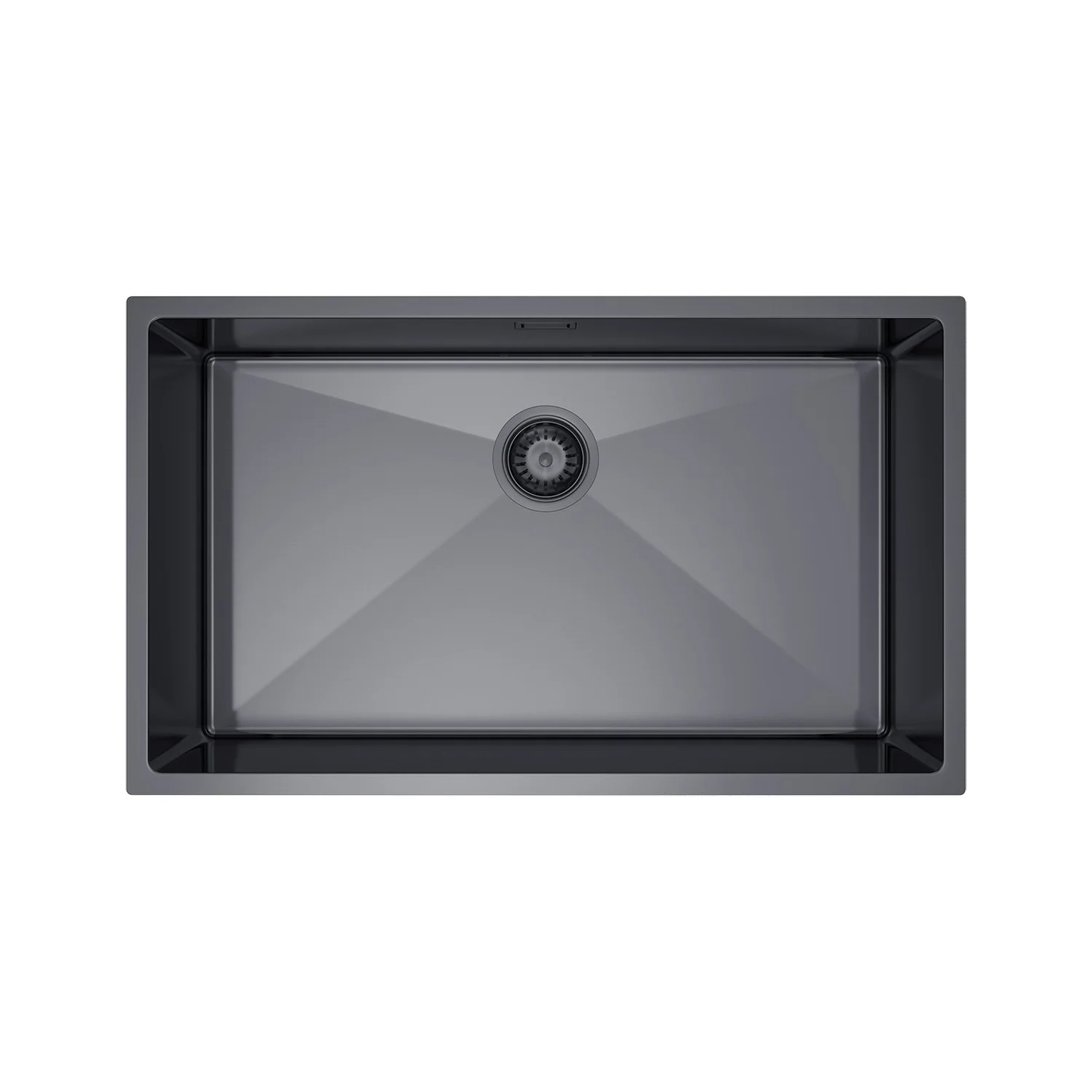 Großes Einzelbecken-Stahlspülbecken – 74 x 44 cm in der Farbe PVD GRAPHITE von VELAZO.
