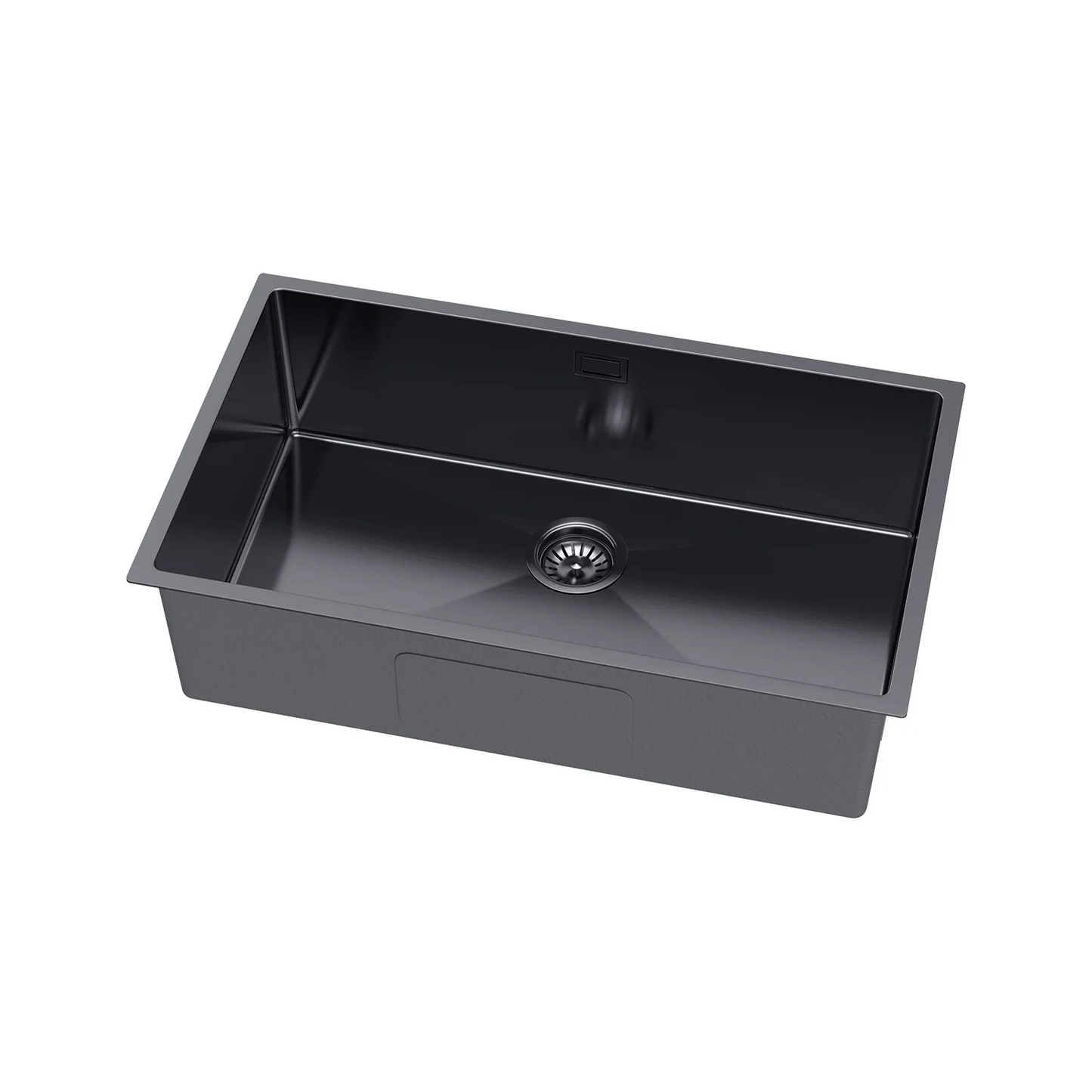 Großes Einzelbecken-Stahlspülbecken – 74 x 44 cm in der Farbe PVD GRAPHITE von VELAZO.
