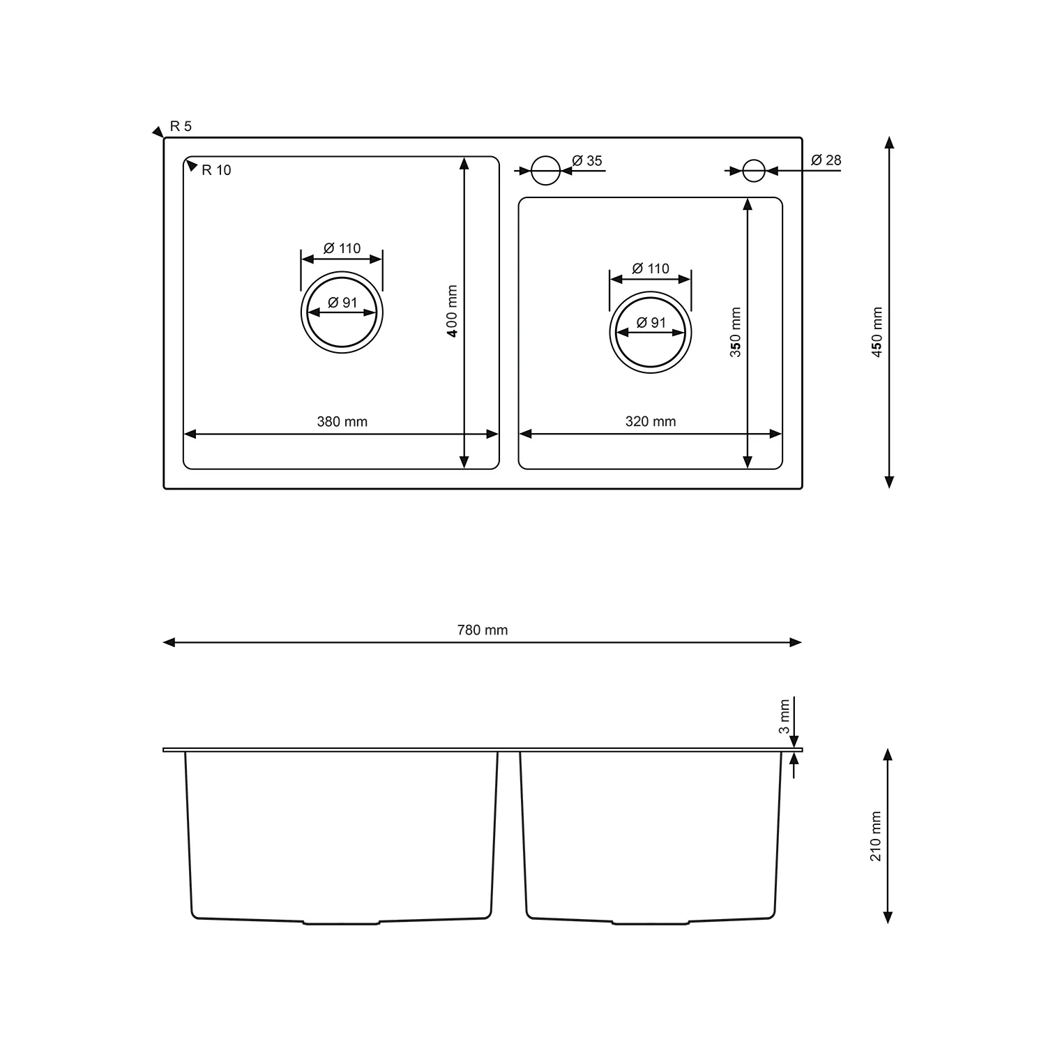 Zlewozmywak Dwukomorowy Stalowy 78x45cm w kolorze INOX od VELAZO.