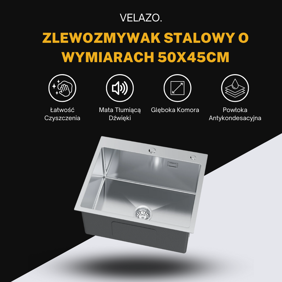 Einzelbecken Stahlspüle 50x45 cm INOX von Velazo.