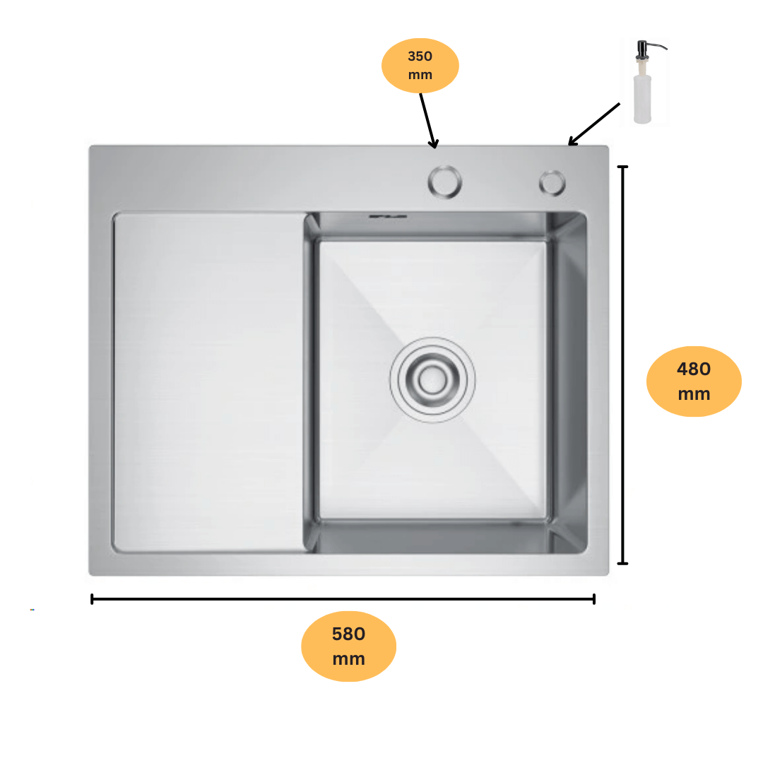 Zlewozmywak z Ociekaczem Stal 58x48 R Inox z otworem na baterie od Velazo.