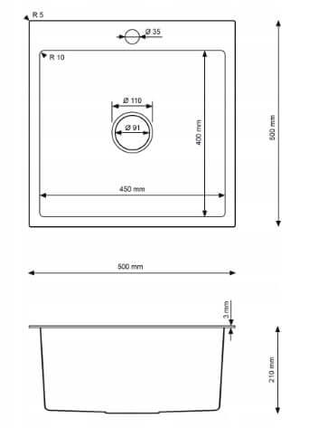 Gold Steel Sink - 50x50cm