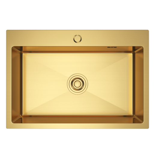 Zlewozmywak złoty  stalowy jednokomorowy 65x45 cm