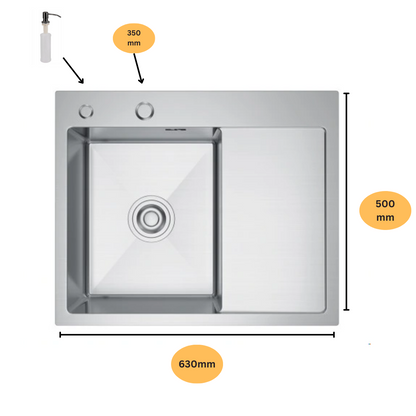 Zlewozmywak Stalowy z ociekaczem 63x50 Inox od Velazo.