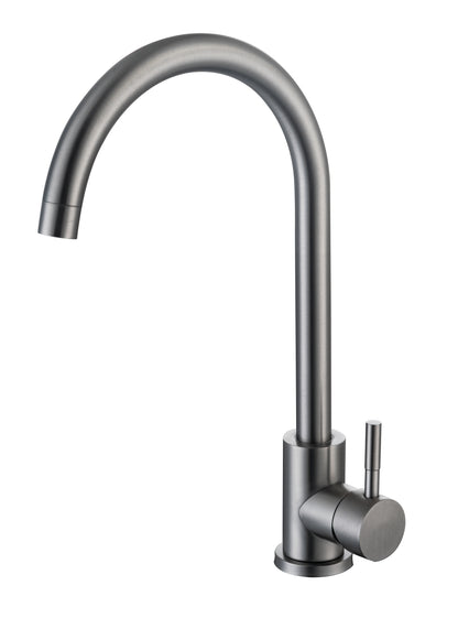 Schwarzer Küchenhahn aus Stahl, Kalt- und Warmwasserhahn, Spülbecken aus Messing zum Waschen von Gemüse und Geschirr, 360° schwenkbar