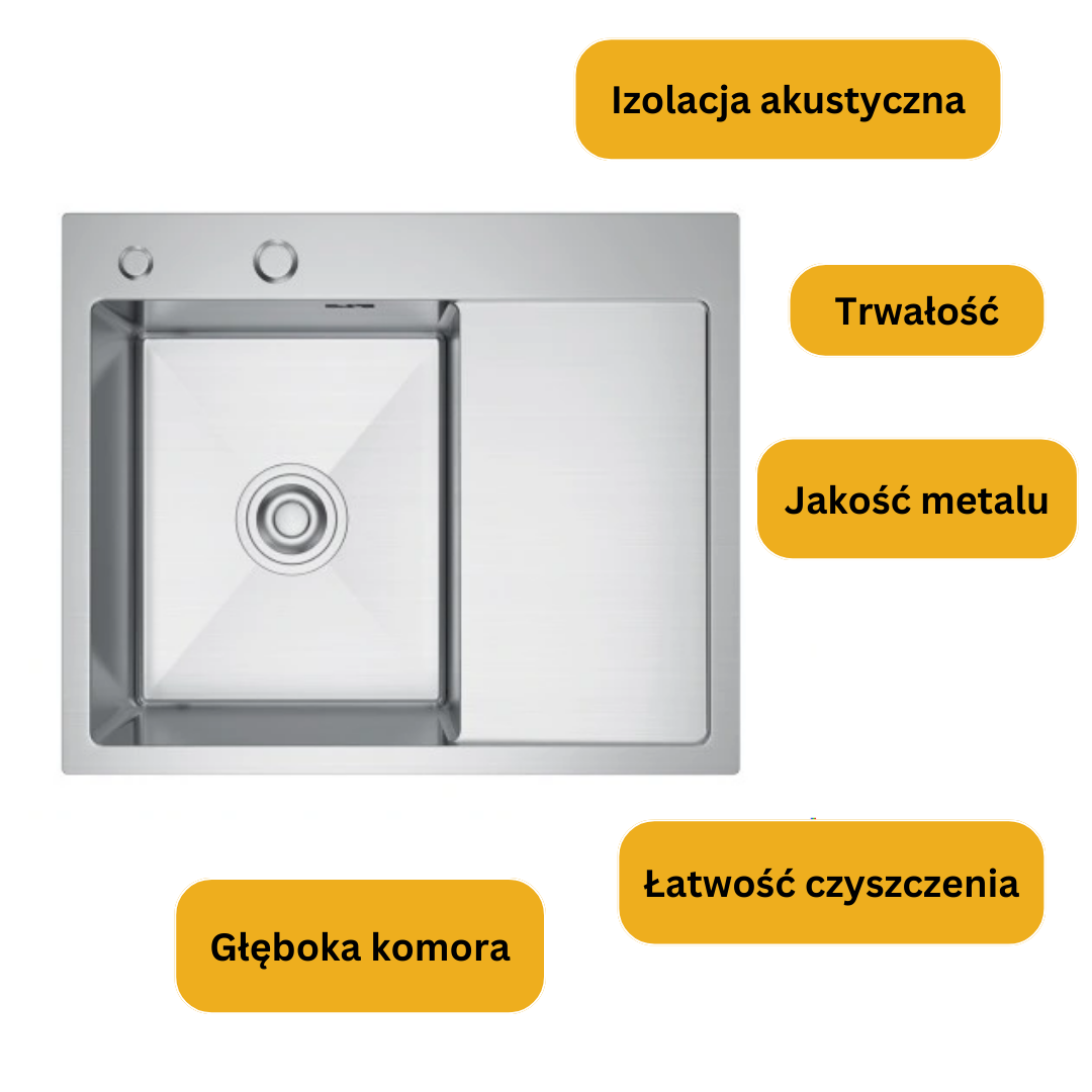 Zlewozmywak Stalowy z ociekaczem 63x50 Inox od Velazo.