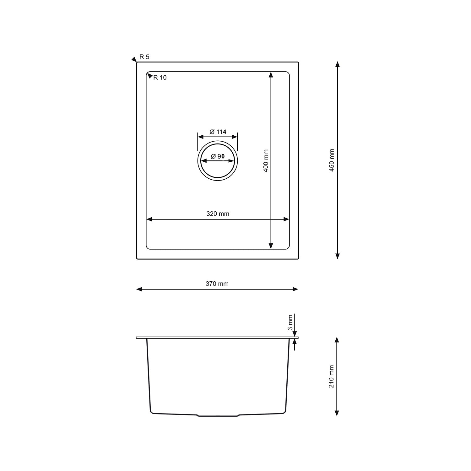 Zlewozmywak Jednokomorowy Stalowy 37x45cm w kolorze INOX od VELAZO.